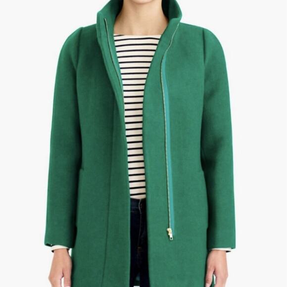 J. Crew Wool Blend‎ City Coat Emerald Green Size 0 Style F5325 - Picture 1 of 13
